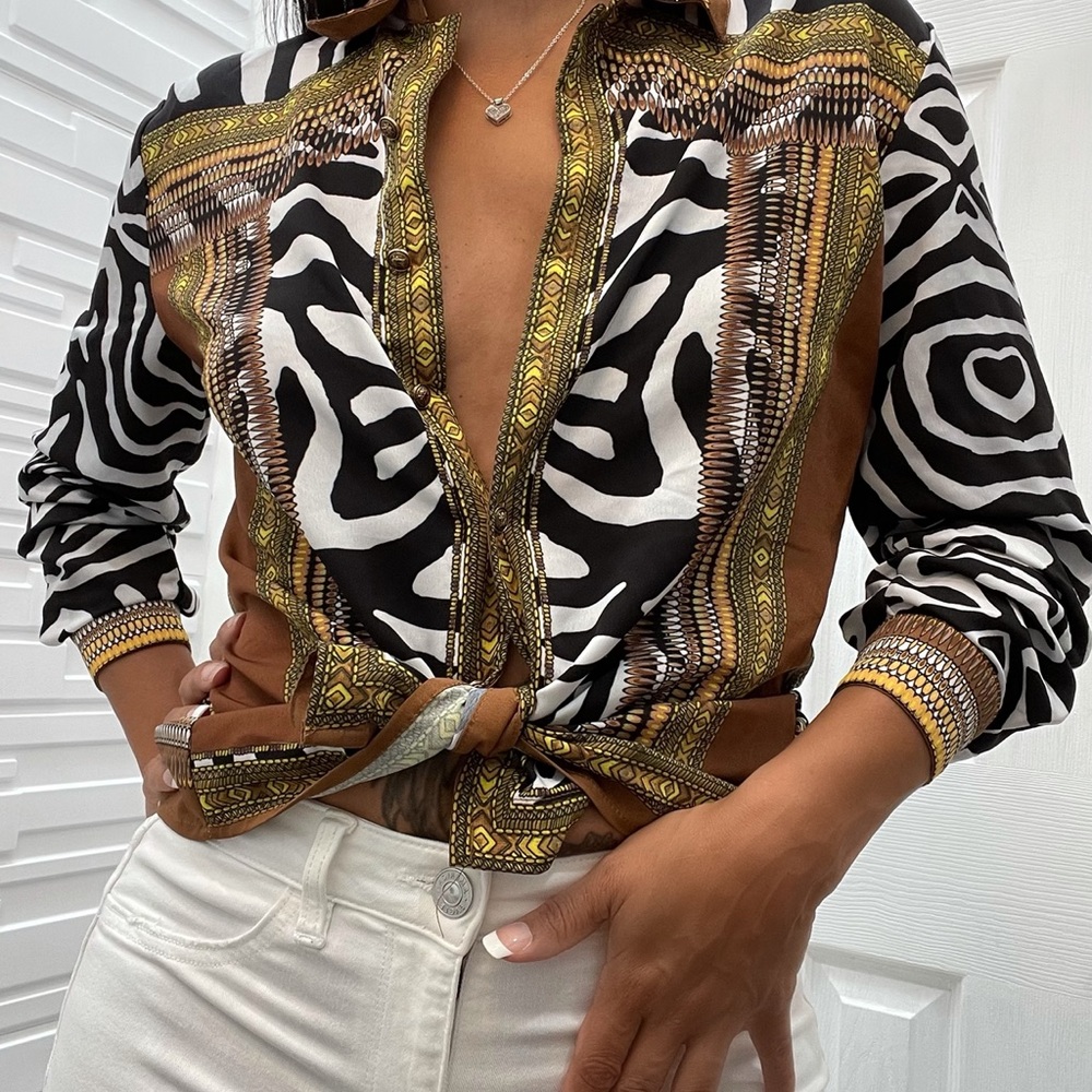 Button Up Safari Blouse